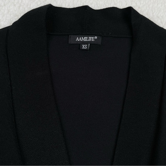 Women's 3/4 Sleeve Cropped Cardigans Sweater Open front Short Shrugs XS - Picture 4 of 9